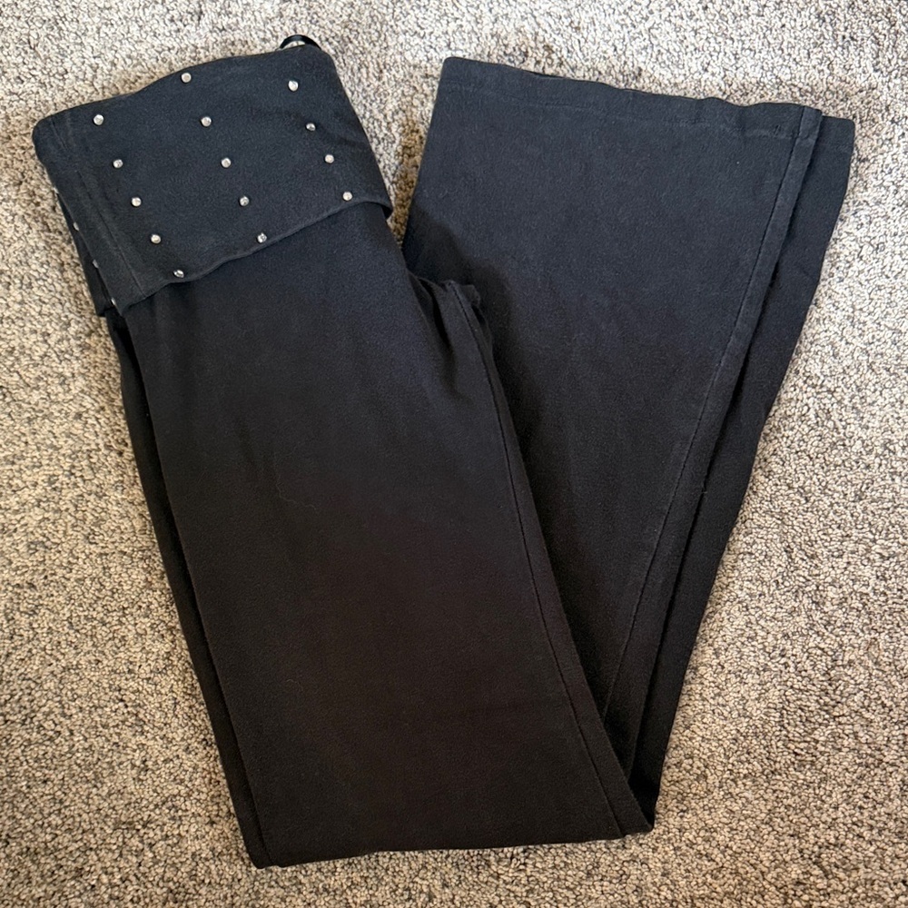 Victoria’s Secret black rhinestone gold over top leggings XS short